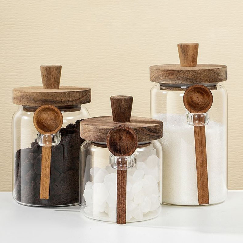Kitchen Bank - Frasco de vidrio transparente con cuchara
