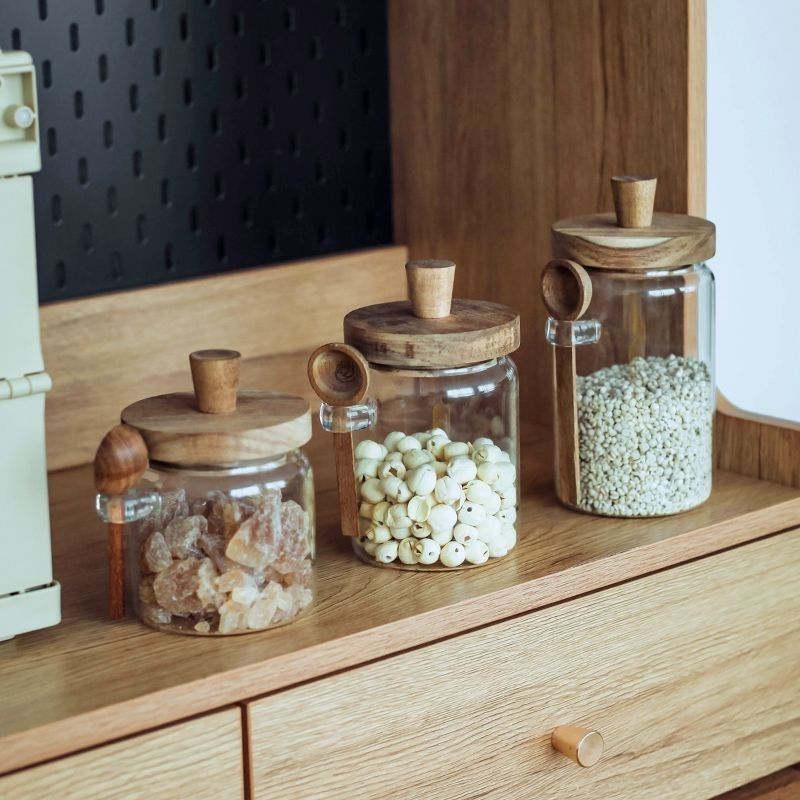 Frasco de vidrio transparente  - Kitchen Bank reseña y precio