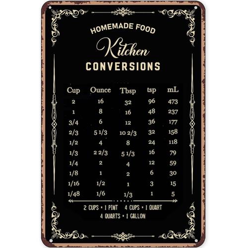 Letrero decorativo rústico de  - Kitchen Baking Conversion Chart reseña y precio