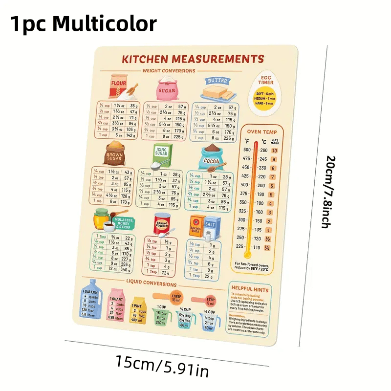 Tabla de conversión de cocina, - Kitchen Baking Conversion Chart reseña y precio