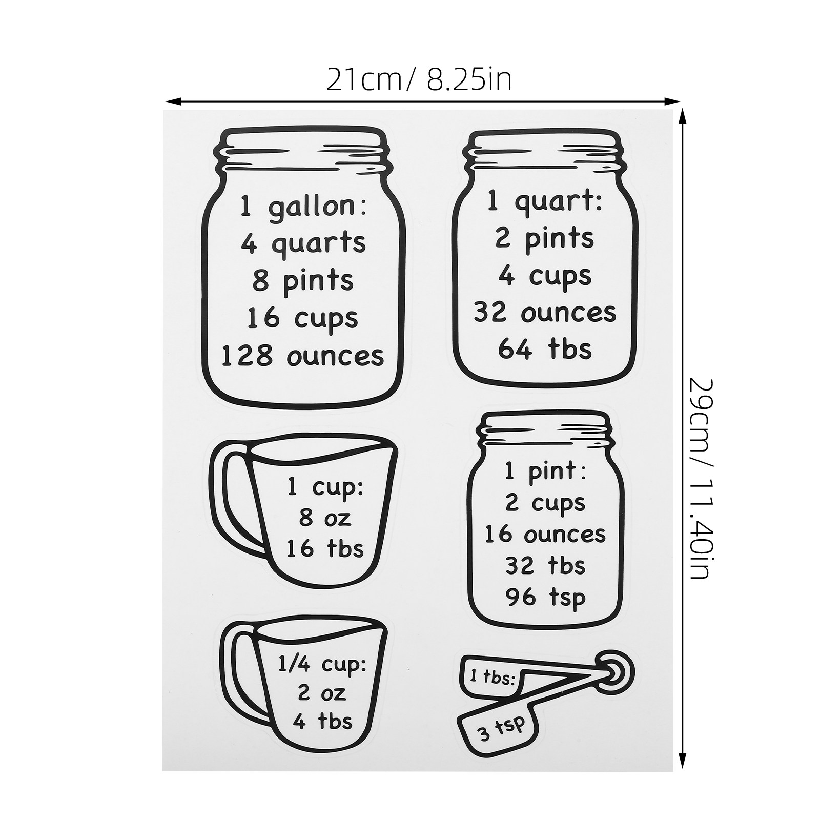 2 pegatinas de tabla de conver - Kitchen Baking Conversion Chart reseña y precio