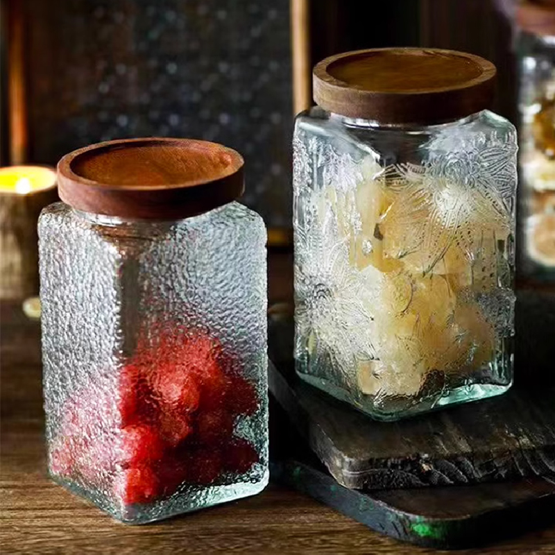Tarro de vidrio con patrón de  - Kitchen Bank reseña y precio