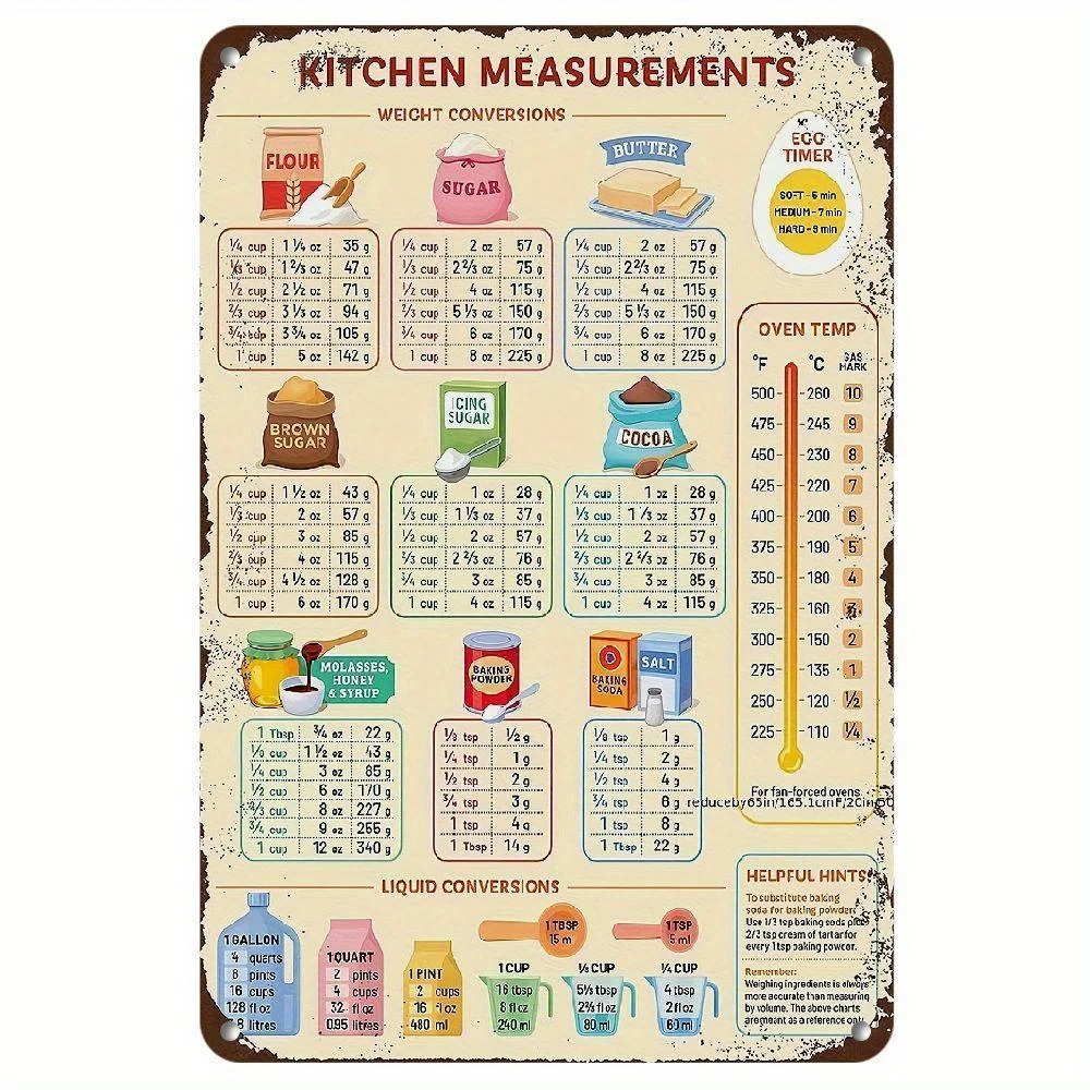 Letrero Metálico Vintage con T - Kitchen Baking Conversion Chart reseña y precio